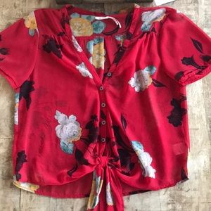 Sheer top with floral print!